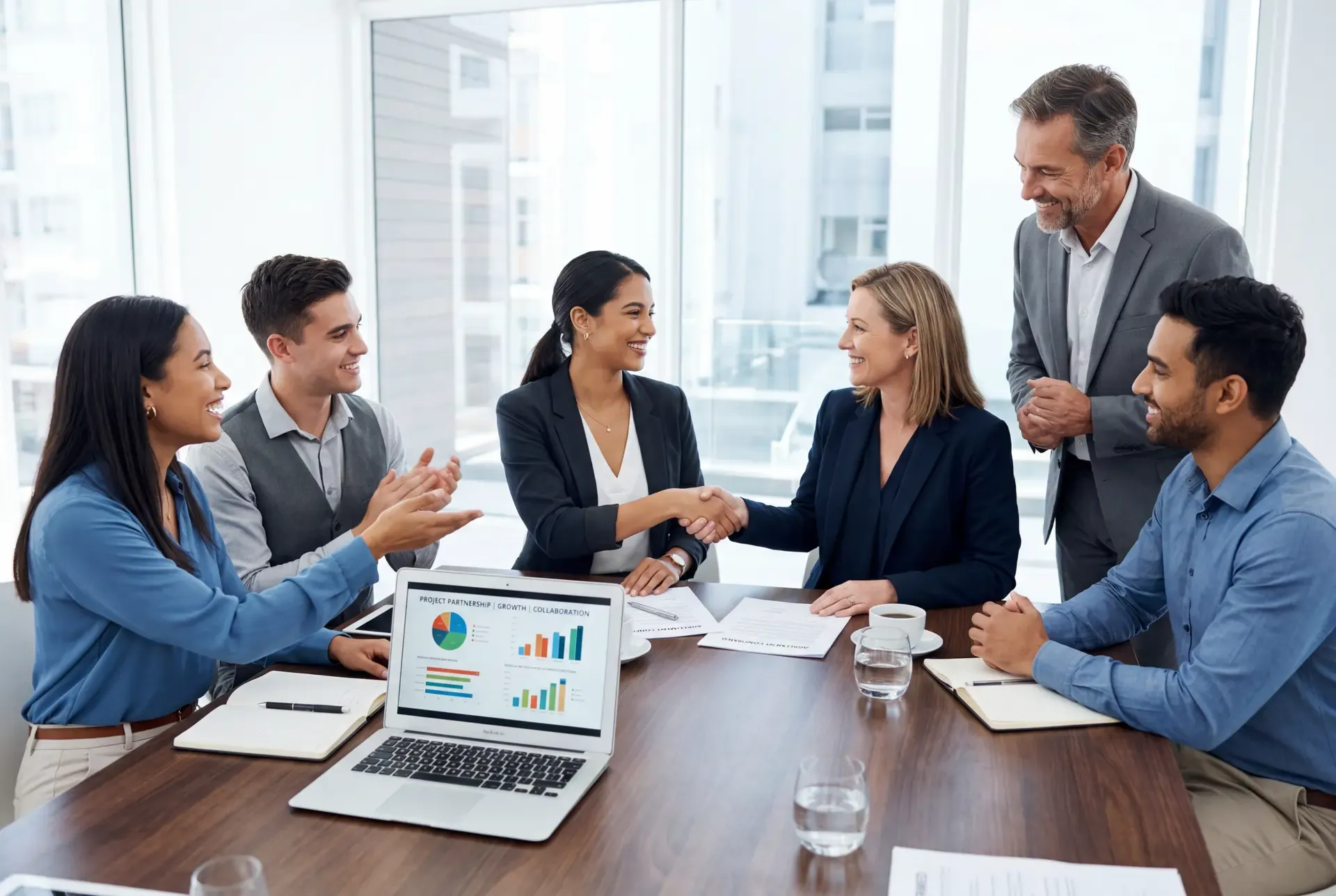 Equipo de negocios cerrando un acuerdo de inversión